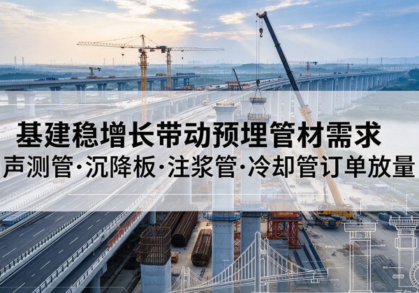 印江基建稳增长带动预埋监测管材需求，声测管、沉降板、注浆管订单持续放量